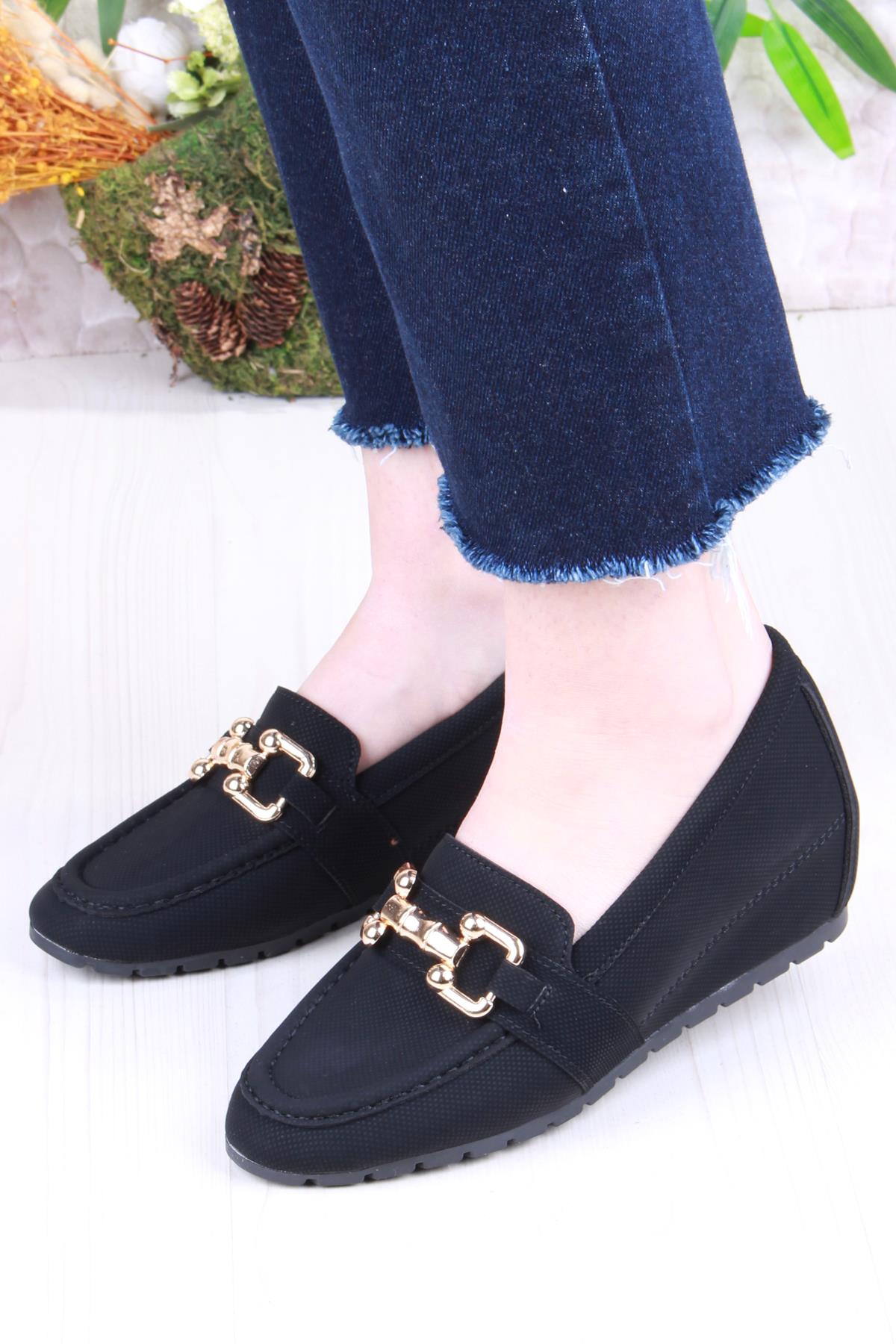 34069 Minalya Siyah Hafif Rahat Dolgu Taban Şık Kadın Günlük Ayakkabı - Görsel 3