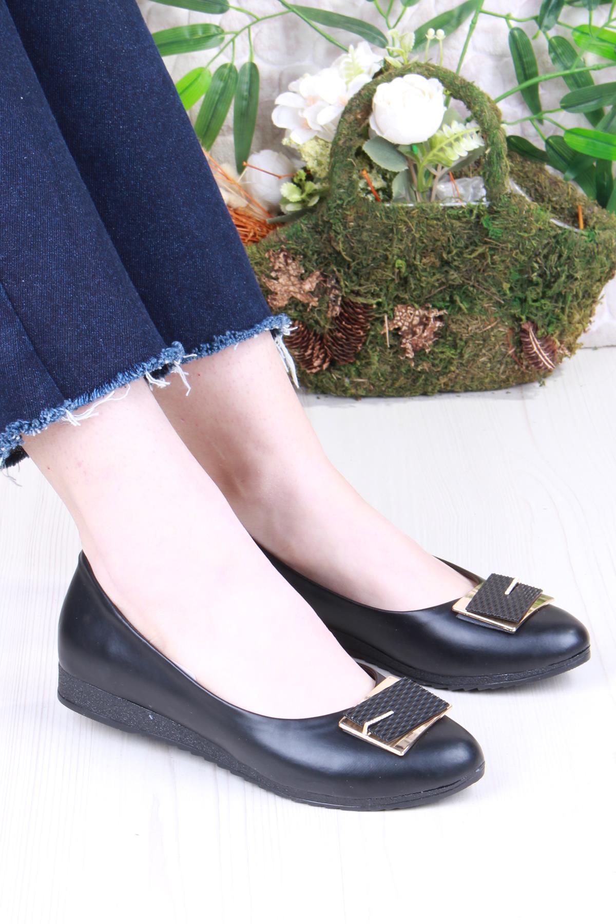 6075 Zeyn Cilt Tokalı Detaylı Yumuşak Rahat Kadın Babet - Görsel 2