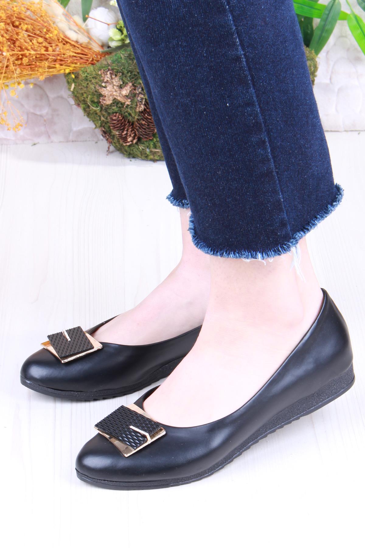 6075 Zeyn Cilt Tokalı Detaylı Yumuşak Rahat Kadın Babet - Görsel 3