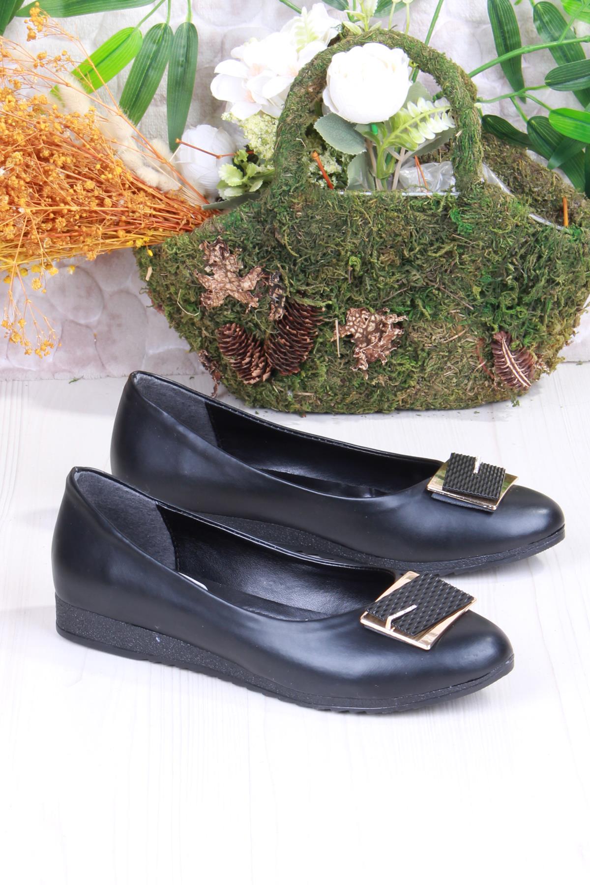 6075 Zeyn Cilt Tokalı Detaylı Yumuşak Rahat Kadın Babet - Görsel 4