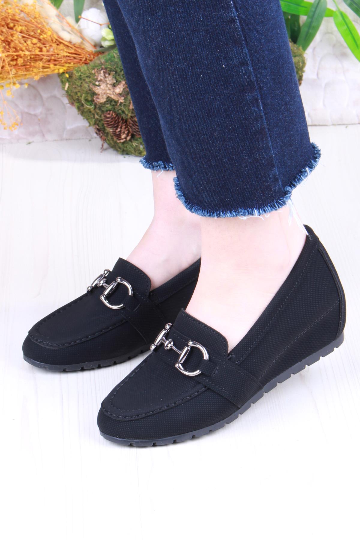 34067 Minalya Siyah Hafif Rahat Dolgu Taban Şık Kadın Günlük Ayakkabı - Görsel 3