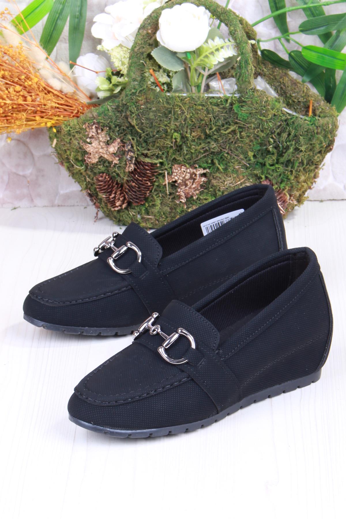 34067 Minalya Siyah Hafif Rahat Dolgu Taban Şık Kadın Günlük Ayakkabı - Görsel 5