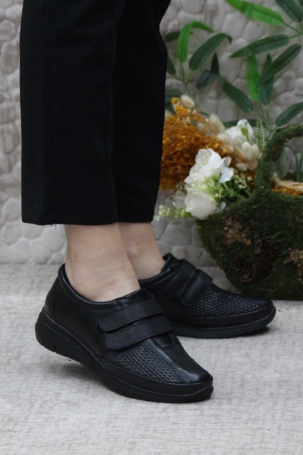 Gnd 42213 Siyah Cırtlı Hafif Rahat Esnek Taban Kadın Günlük Ayakkabı - Görsel 2