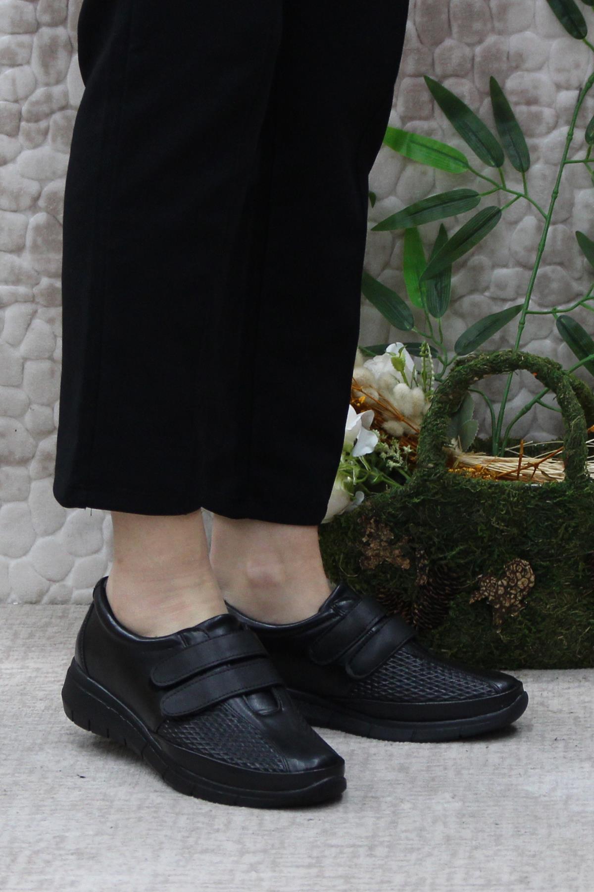 Gnd 42213 Siyah Cırtlı Hafif Rahat Esnek Taban Kadın Günlük Ayakkabı - Görsel 3