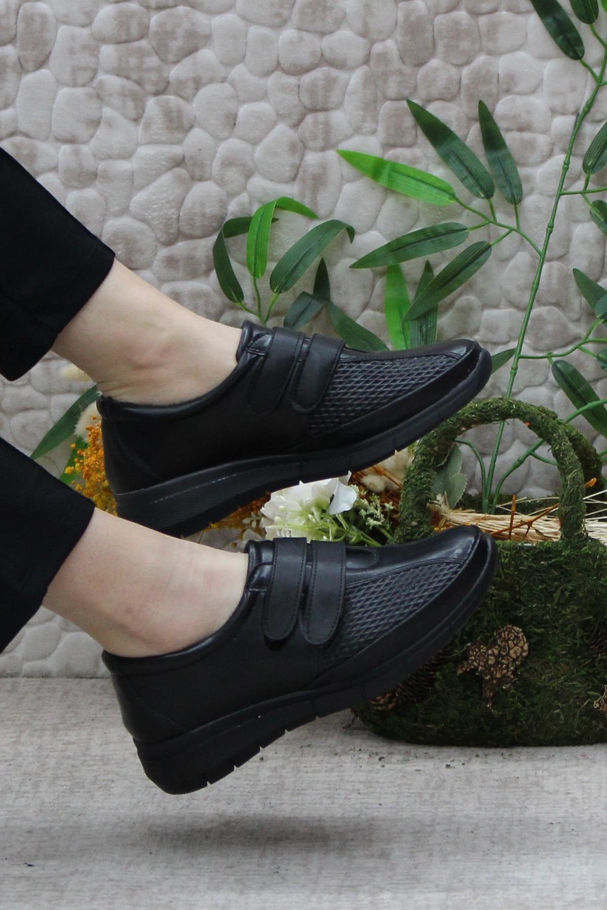 Gnd 42213 Siyah Cırtlı Hafif Rahat Esnek Taban Kadın Günlük Ayakkabı - Görsel 6