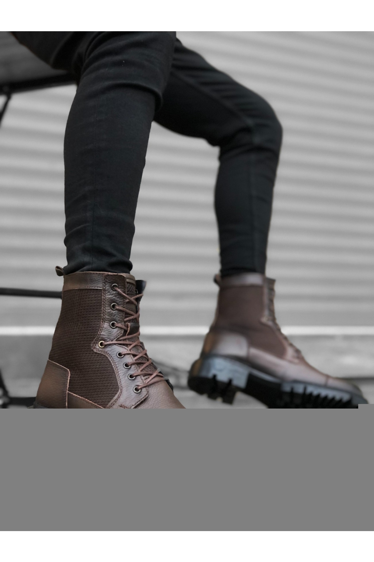 Bağcıklı İçi Dışı Hakiki Deri Erkek Postal Bot KAHVE - Görsel 2