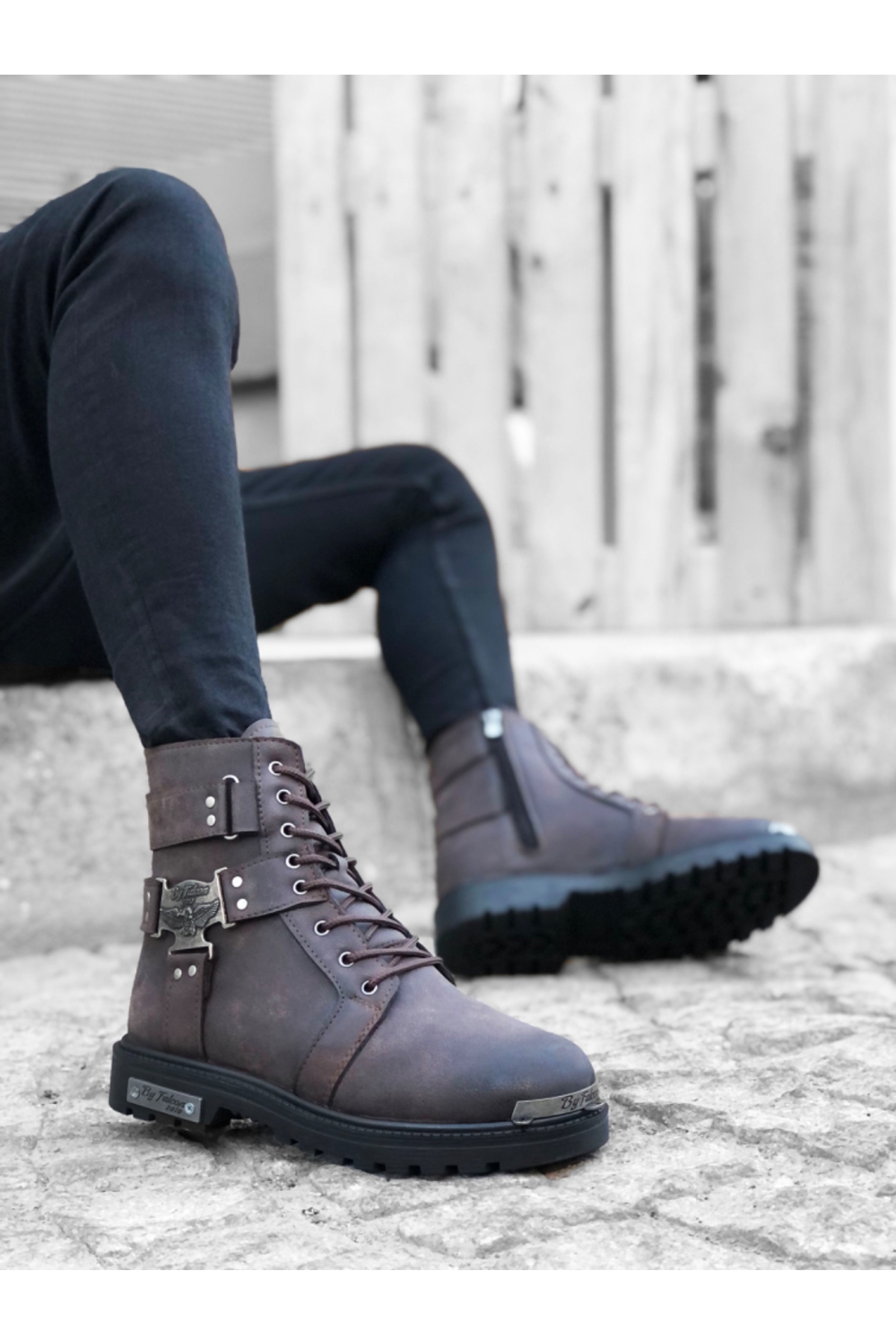 Fermuarlı Bağcık Detaylı Erkek Bot KAHVE - Görsel 2