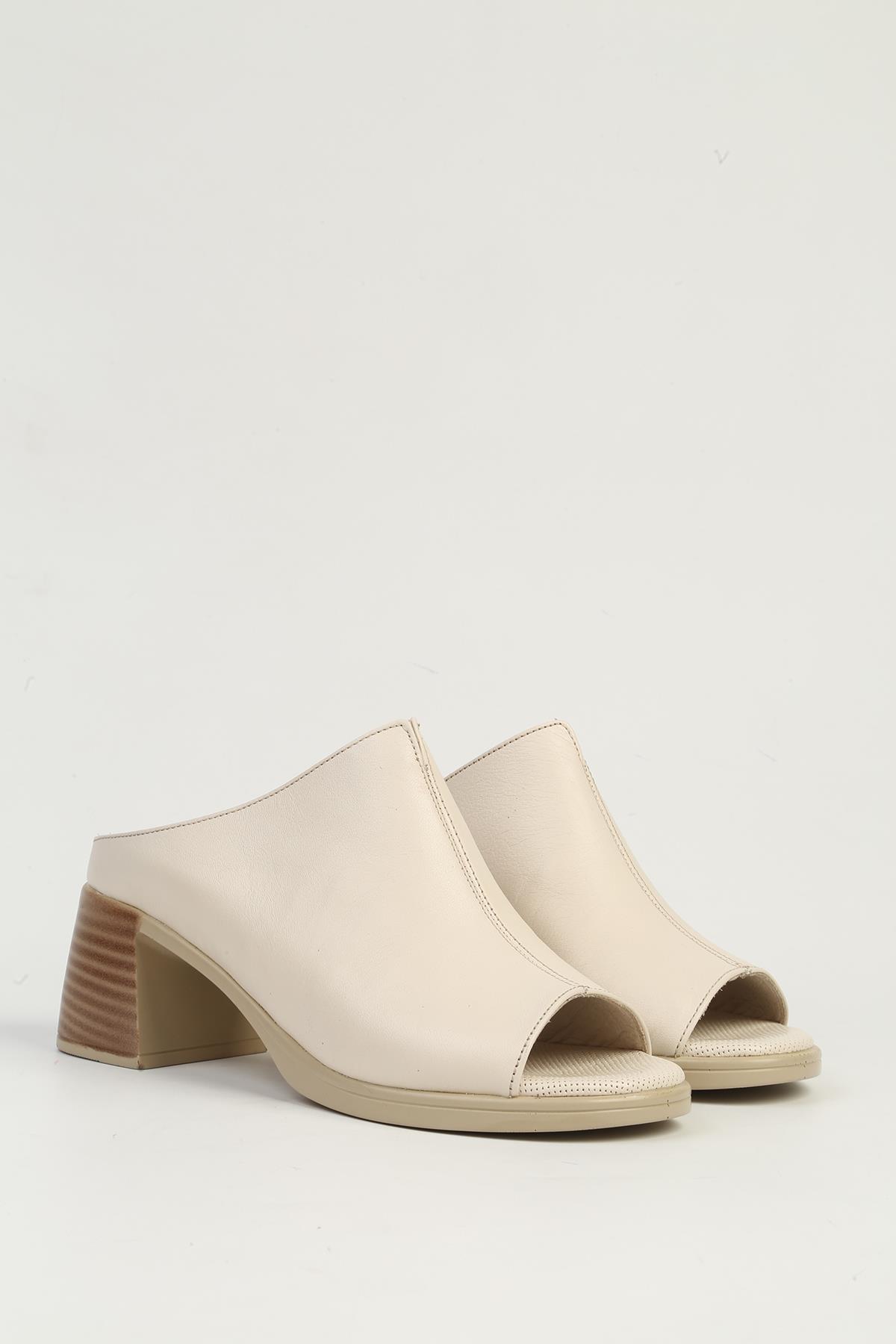 Krem Kadın Topuklu Ayakkabı PC-7396 - Görsel 3