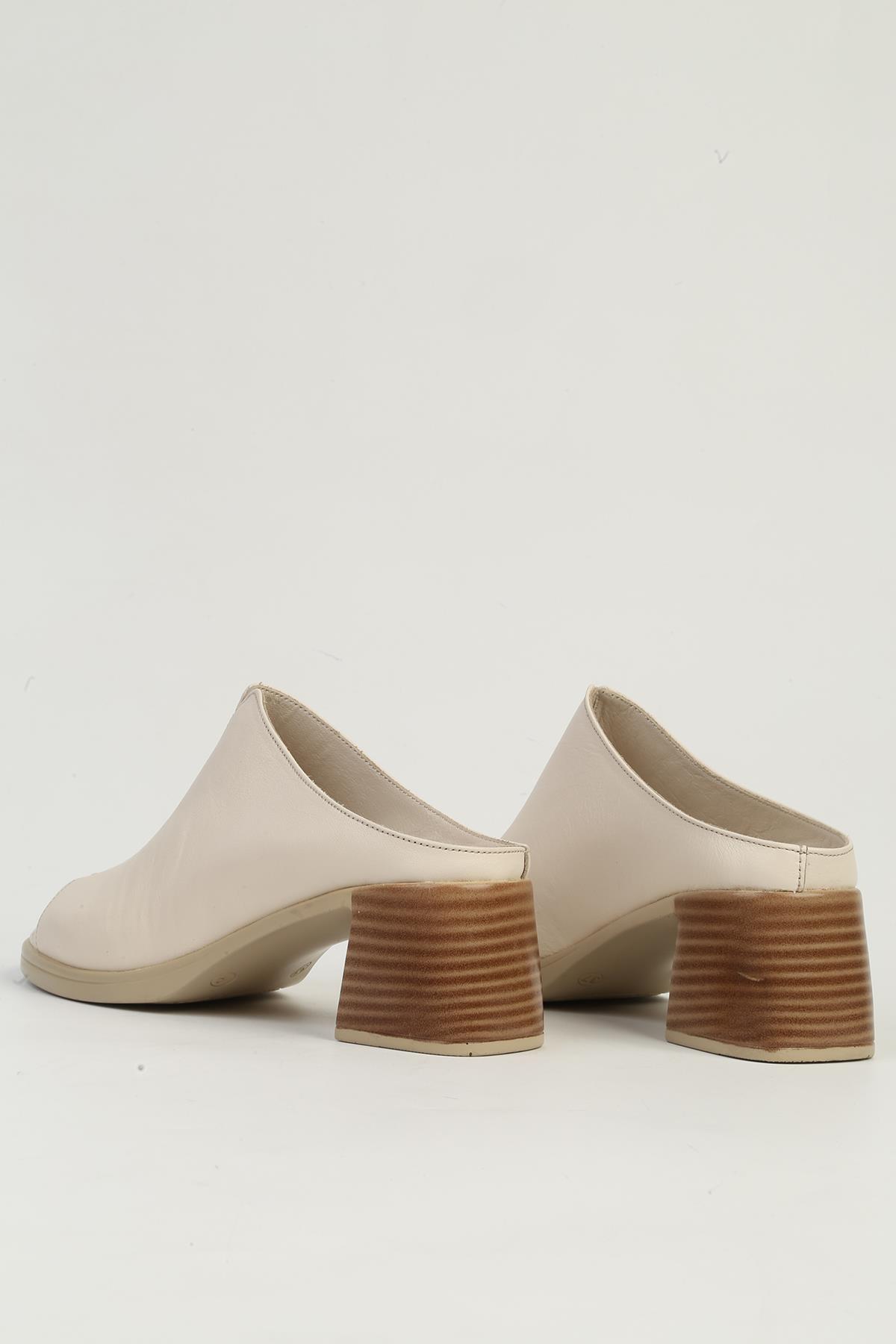 Krem Kadın Topuklu Ayakkabı PC-7396 - Görsel 4