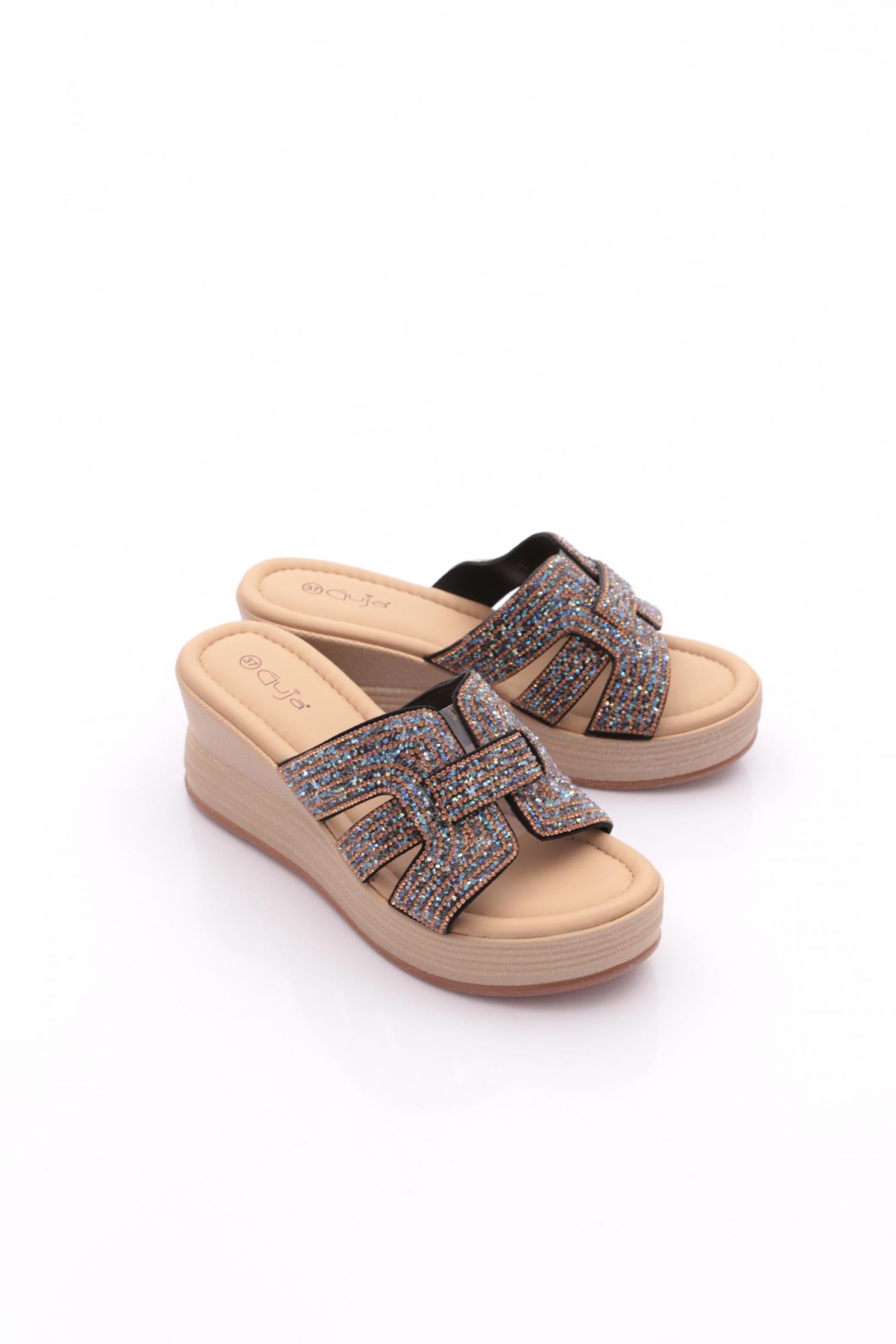 25Y399-1 Kadın Taşlı Terlik - Görsel 3