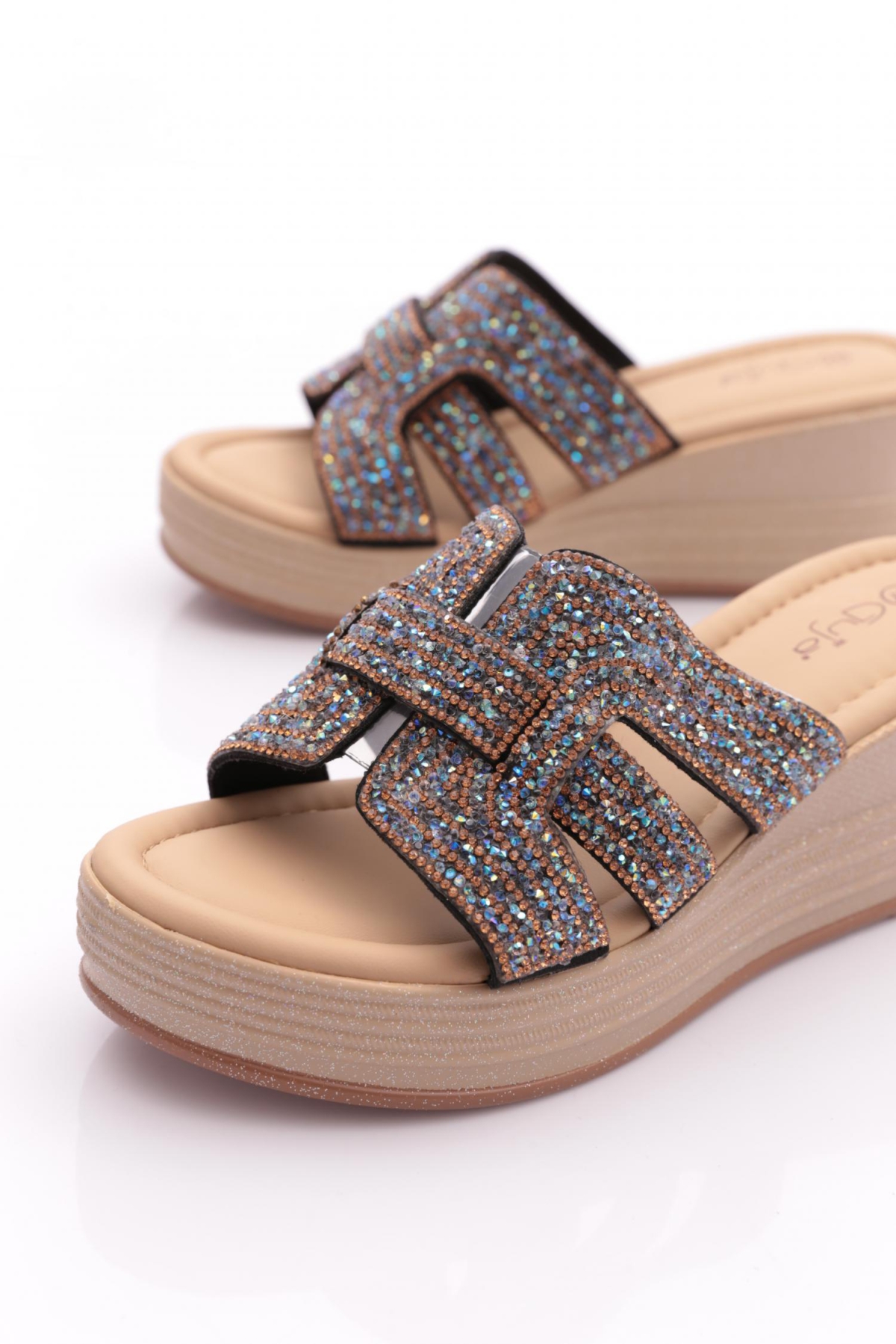25Y399-1 Kadın Taşlı Terlik - Görsel 5