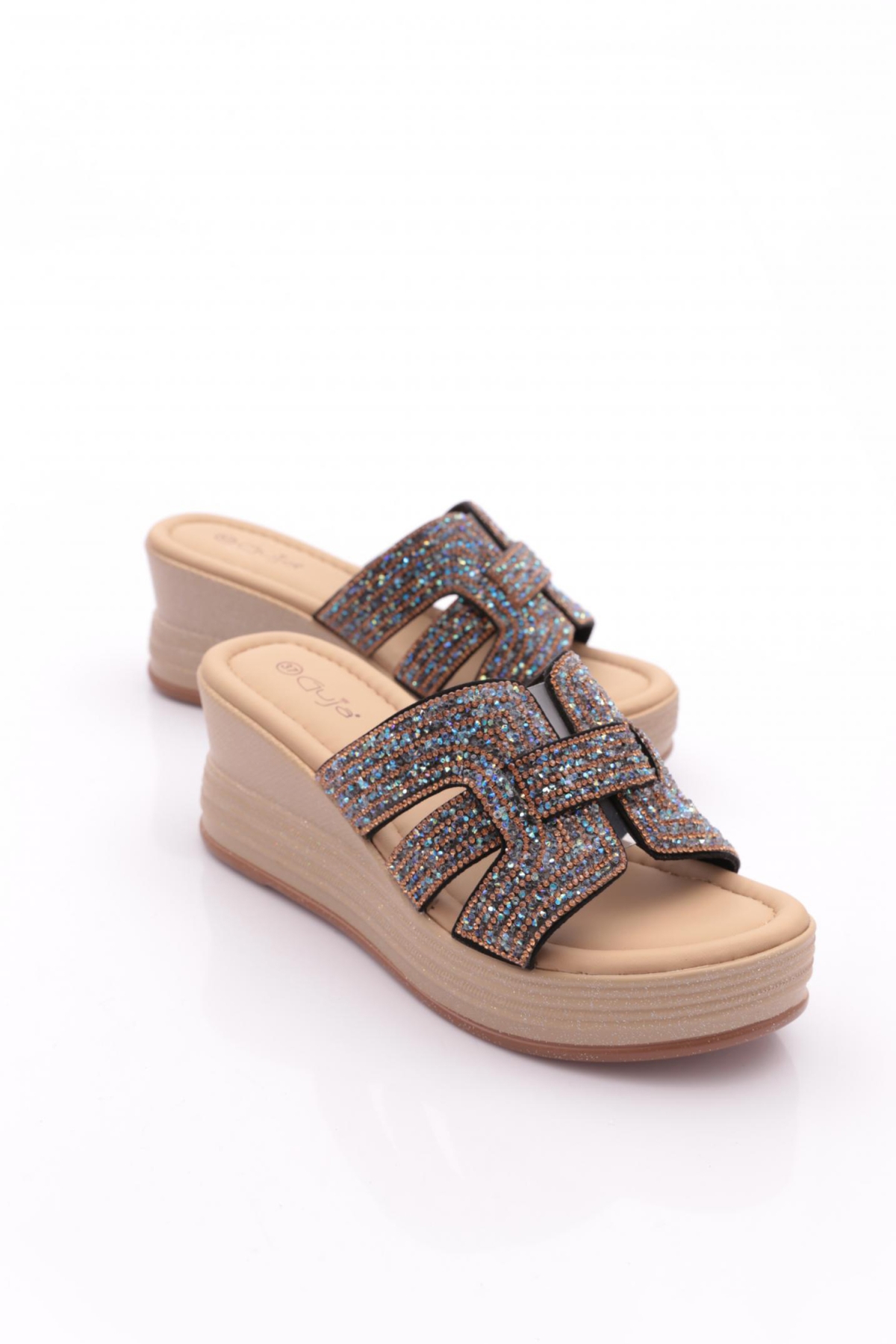 25Y399-1 Kadın Taşlı Terlik - Görsel 6