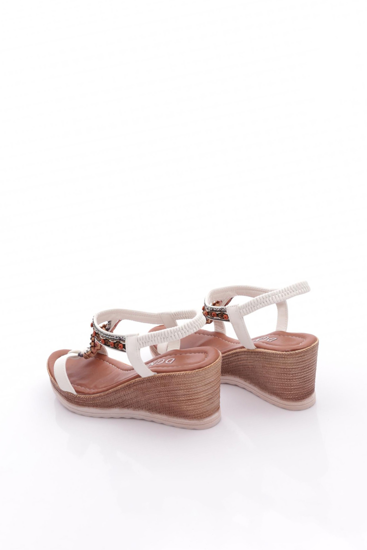 1041 Kadin Yüksek Topuk Çiçek Ve Kelebek Desenli Sandalet - Görsel 4