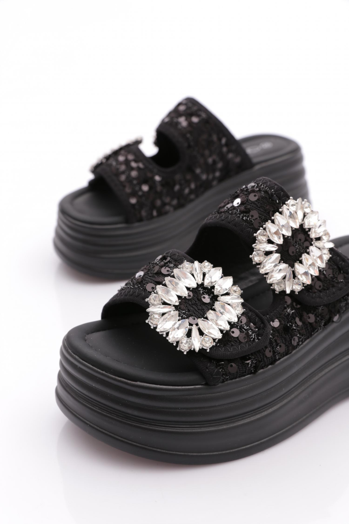 25Y405-2 Kadın Taşlı Terlik - Görsel 5