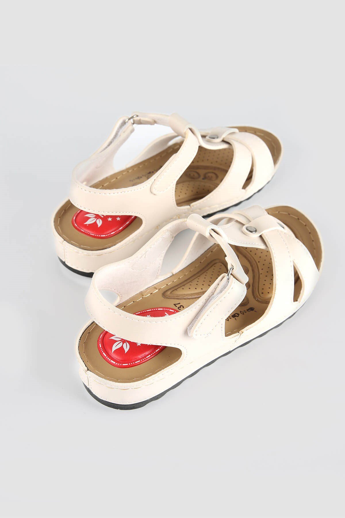 Kadın Çapraz Cırtlı Sandalet BEJ - Görsel 4