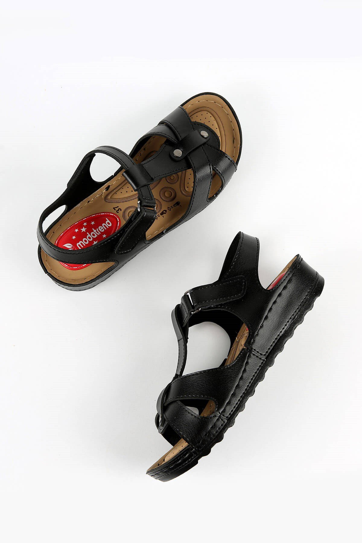 Kadın Çapraz Cırtlı Sandalet SİYAH - Görsel 4