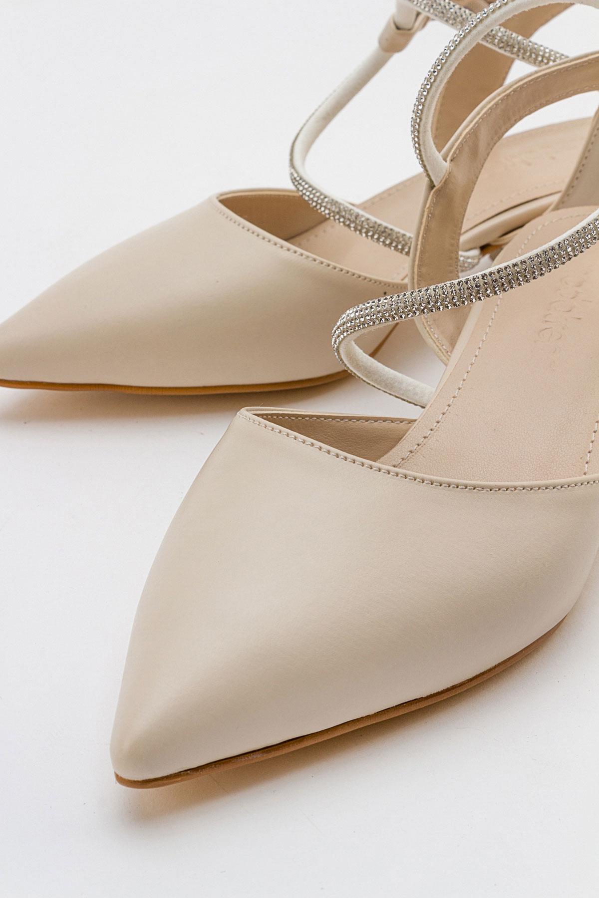 Taşlı Kadın Topuklu Sandalet TEN CİLT - Görsel 4