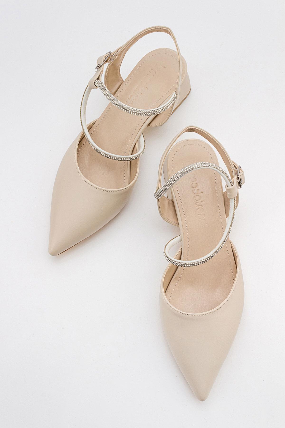 Taşlı Kadın Topuklu Sandalet TEN CİLT - Görsel 5