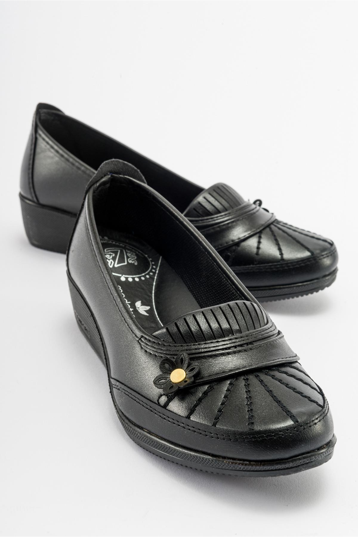 Yan Çiçekli Kadın Babet SİYAH CİLT SİYAH - Görsel 2