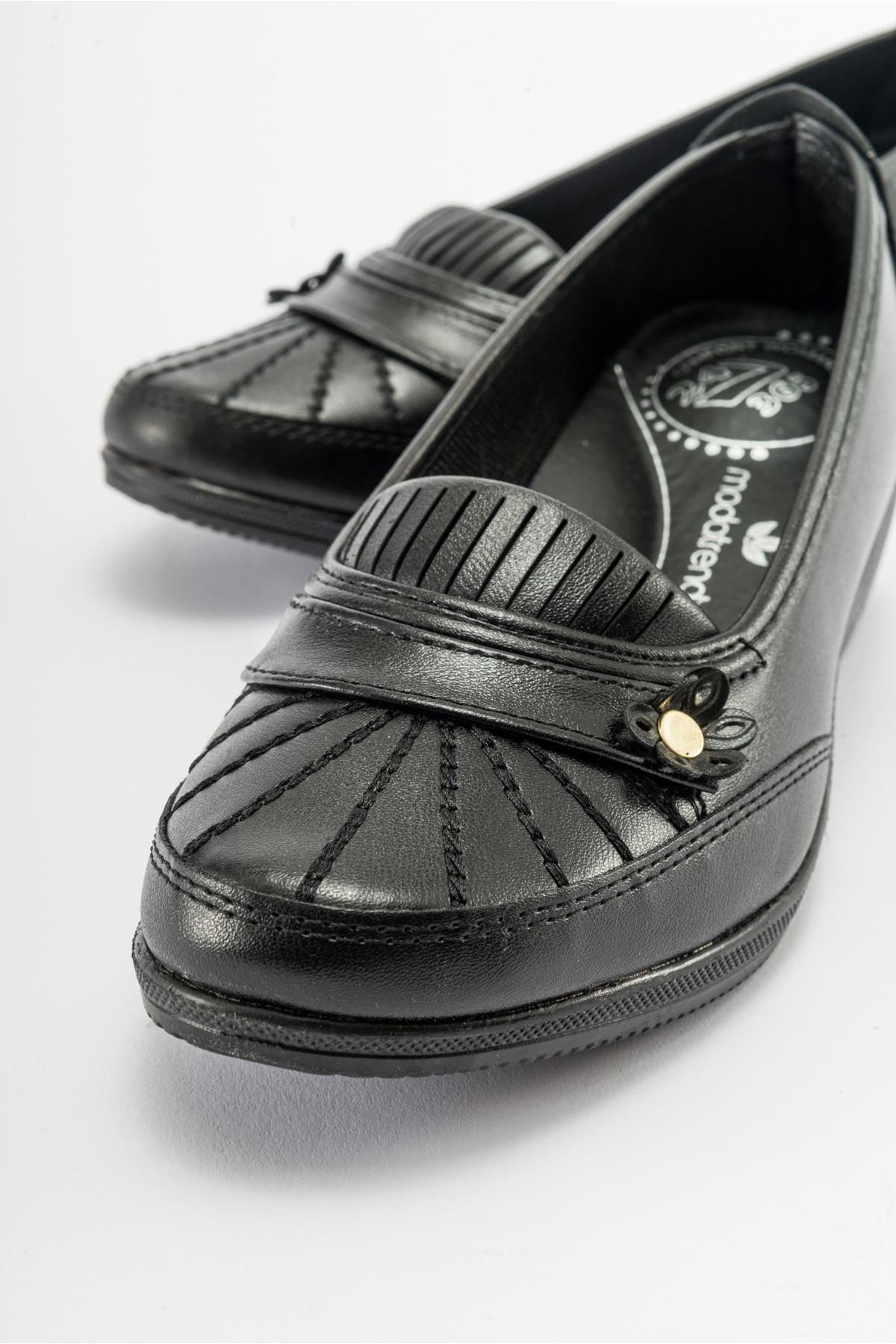 Yan Çiçekli Kadın Babet SİYAH CİLT SİYAH - Görsel 4