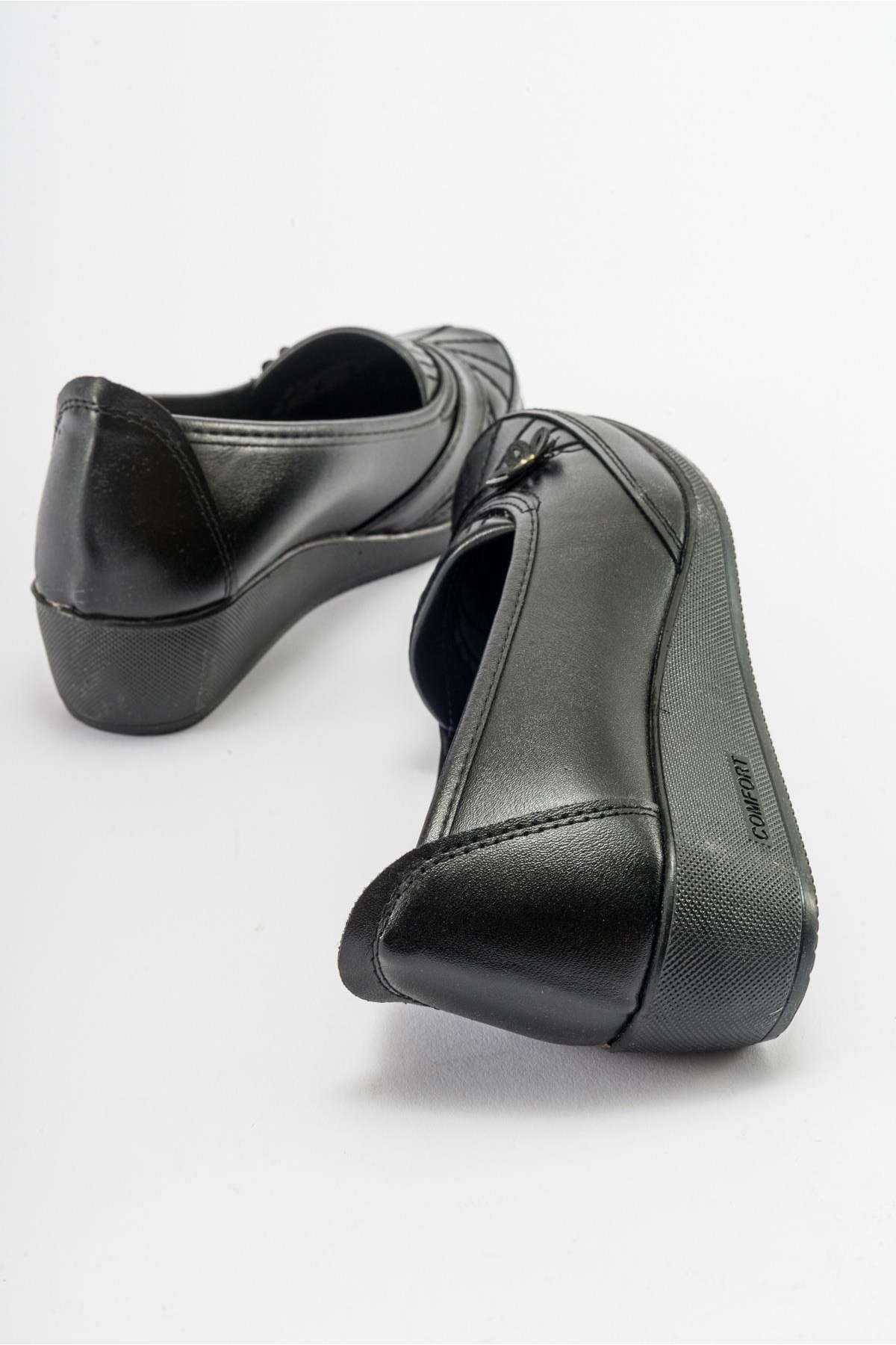 Yan Çiçekli Kadın Babet SİYAH CİLT SİYAH - Görsel 5