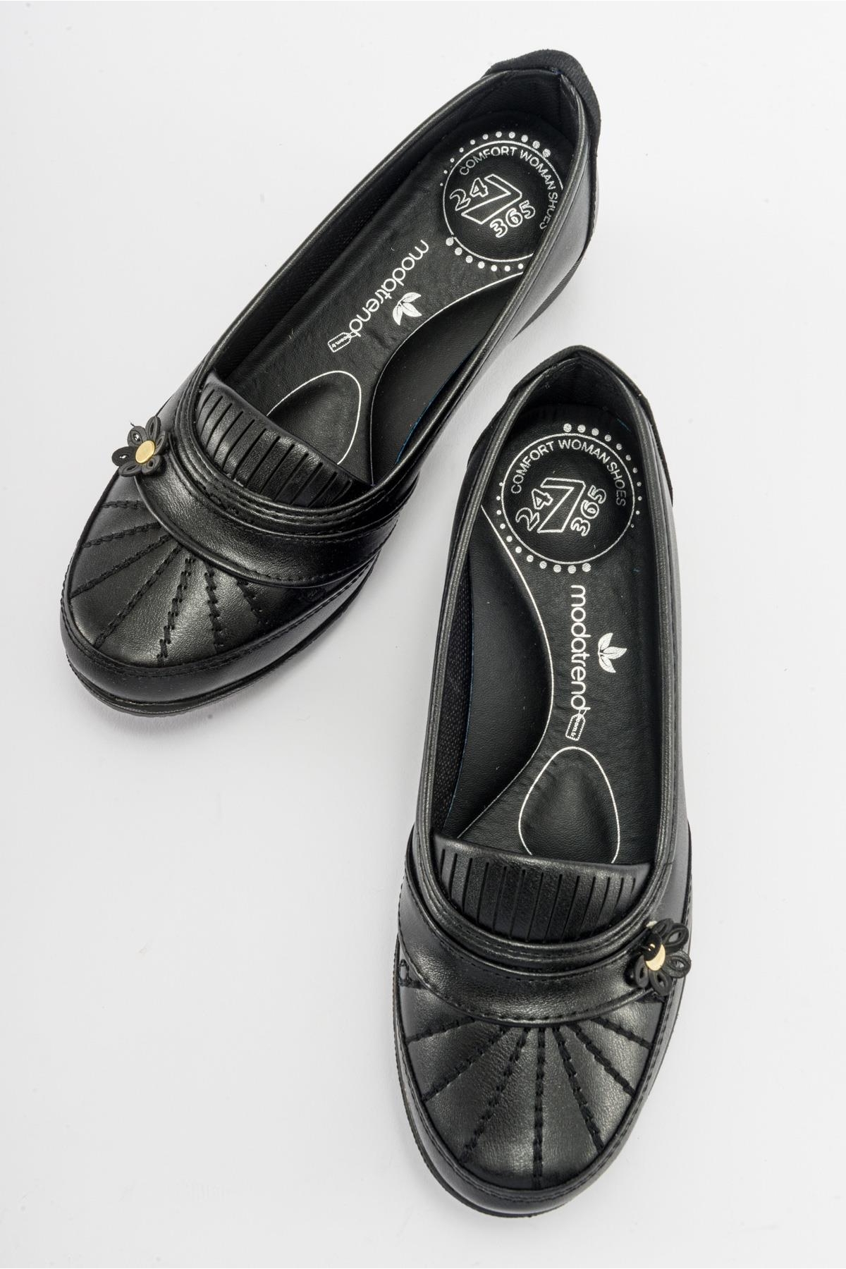 Yan Çiçekli Kadın Babet SİYAH CİLT SİYAH - Görsel 6