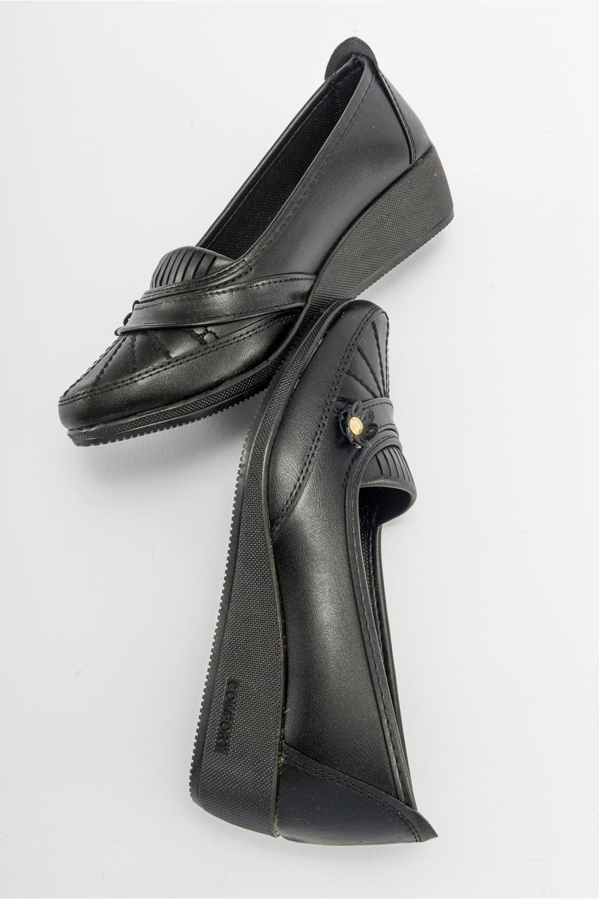 Yan Çiçekli Kadın Babet SİYAH CİLT SİYAH - Görsel 7