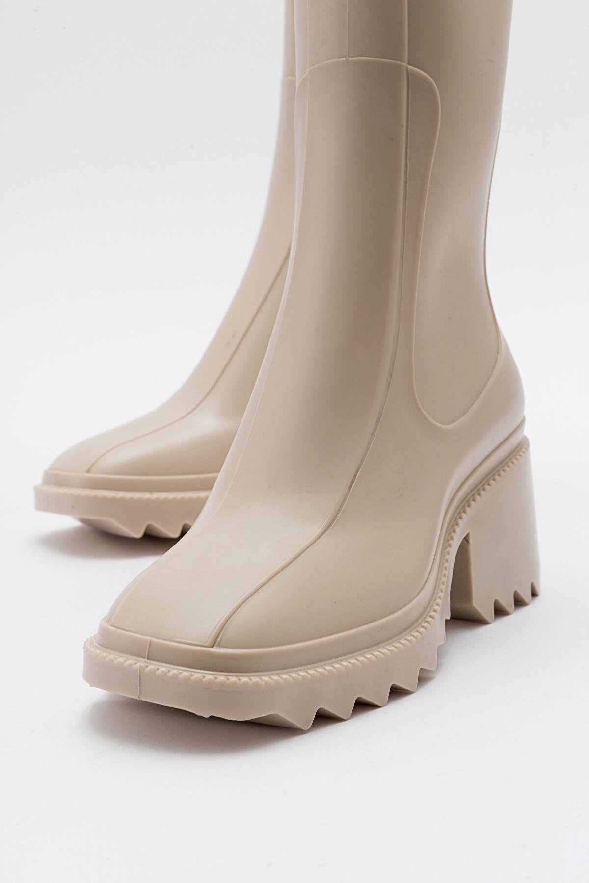 Kadın Uzun Yağmur Çizmesi BEJ - Görsel 4