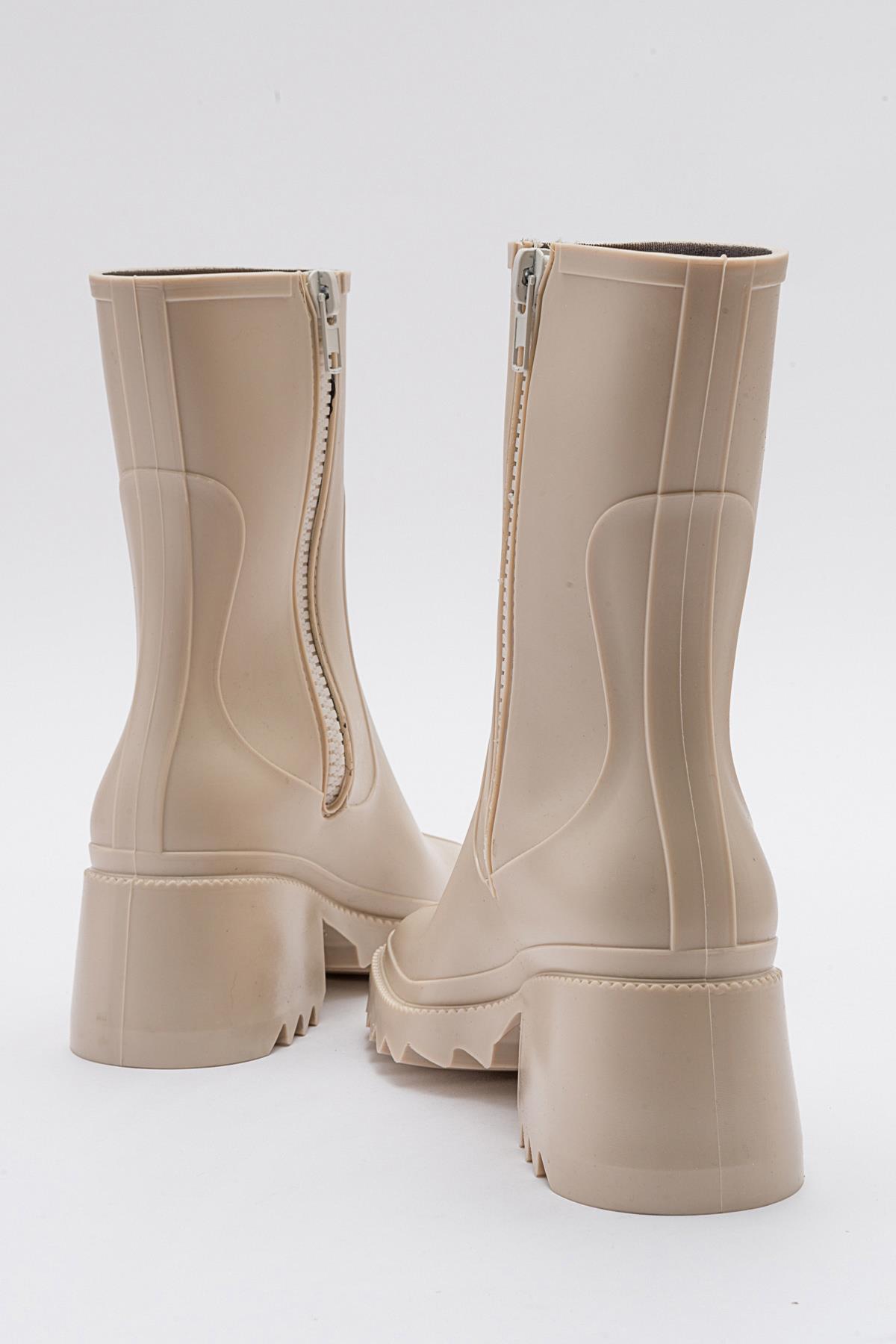 Kadın Uzun Yağmur Çizmesi BEJ - Görsel 5