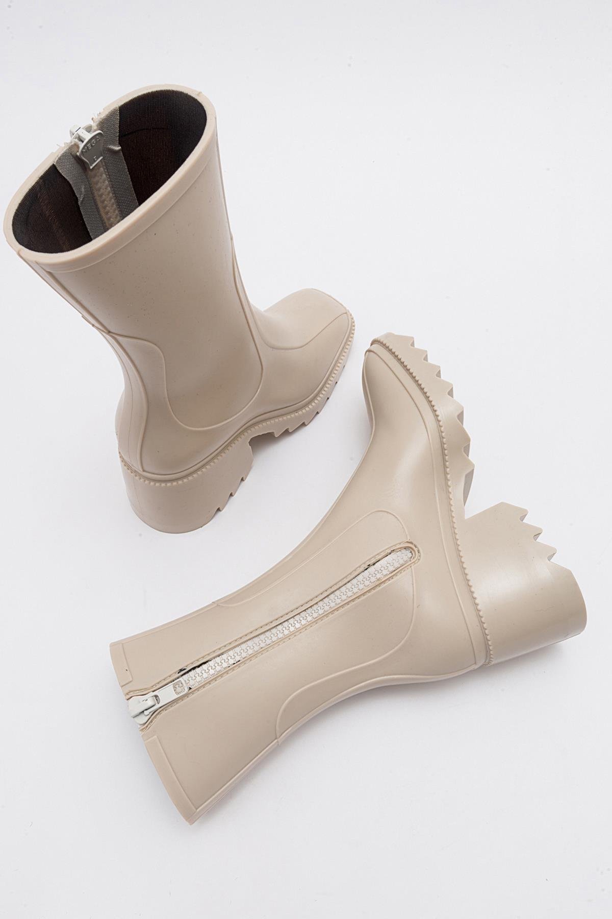 Kadın Uzun Yağmur Çizmesi BEJ - Görsel 7