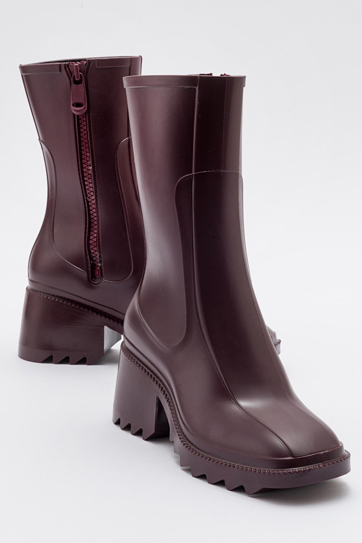 Kadın Uzun Yağmur Çizmesi BORDO - Görsel 2