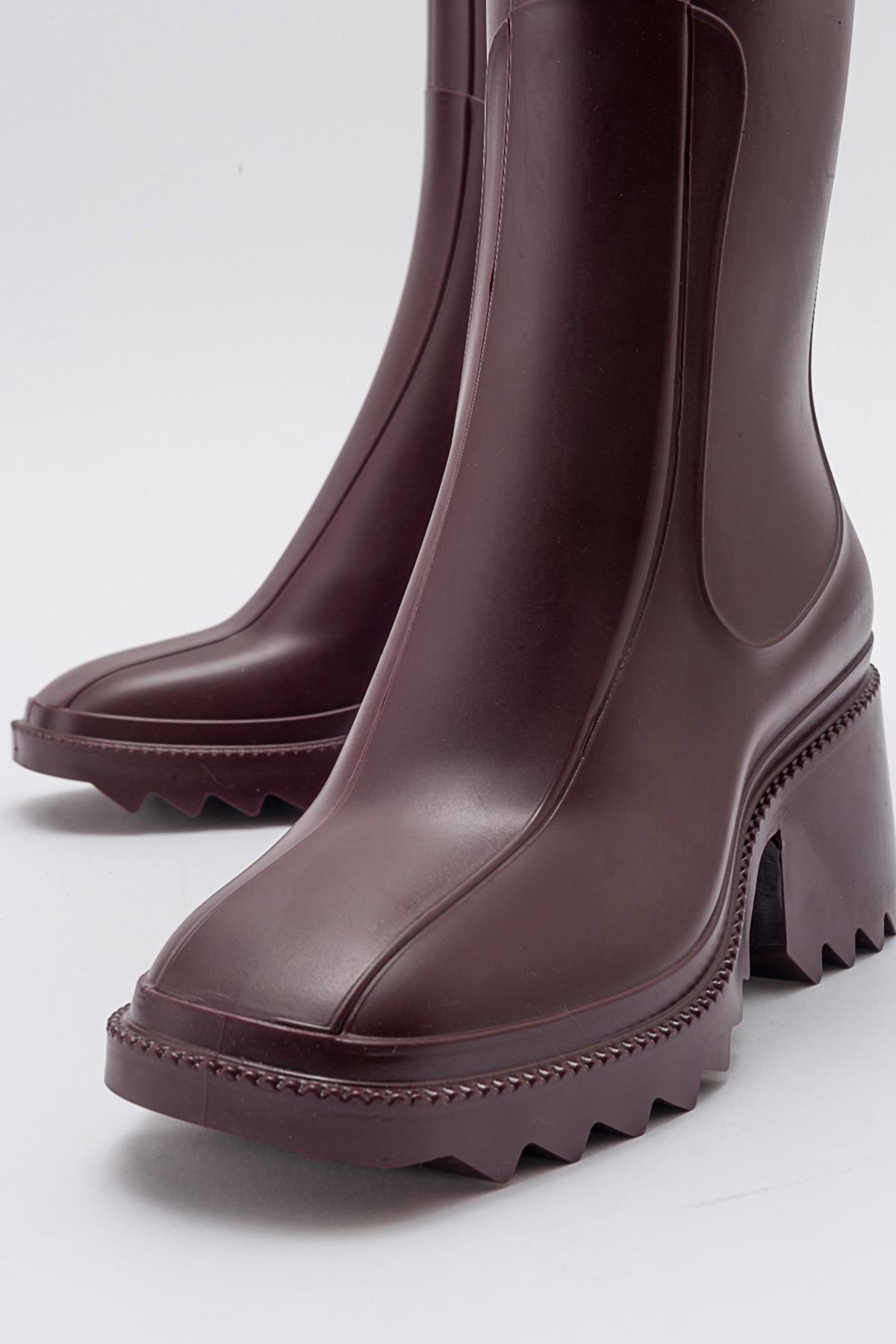 Kadın Uzun Yağmur Çizmesi BORDO - Görsel 4