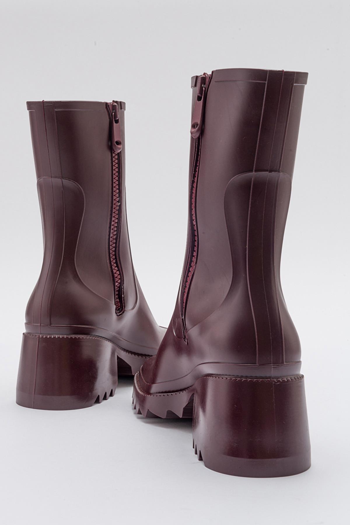 Kadın Uzun Yağmur Çizmesi BORDO - Görsel 5