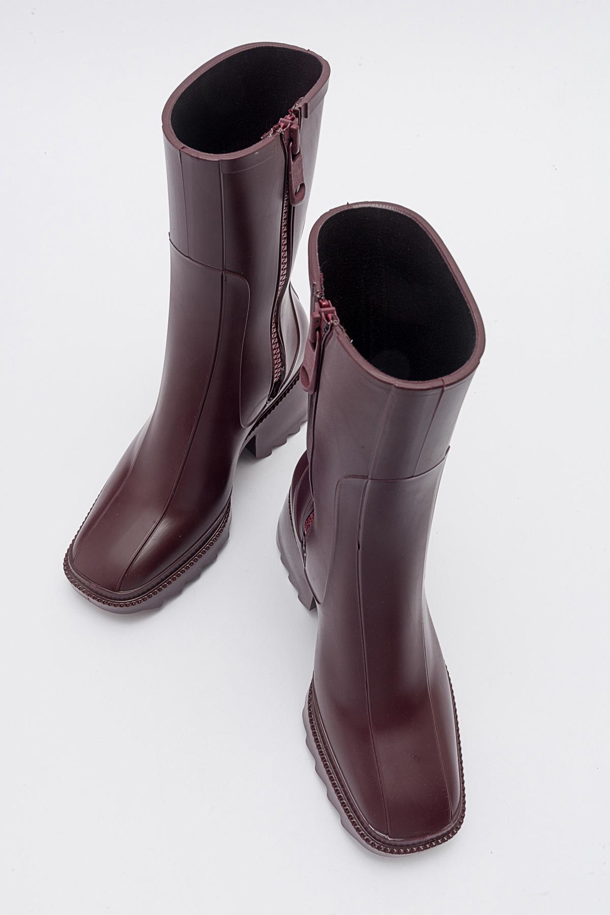 Kadın Uzun Yağmur Çizmesi BORDO - Görsel 6