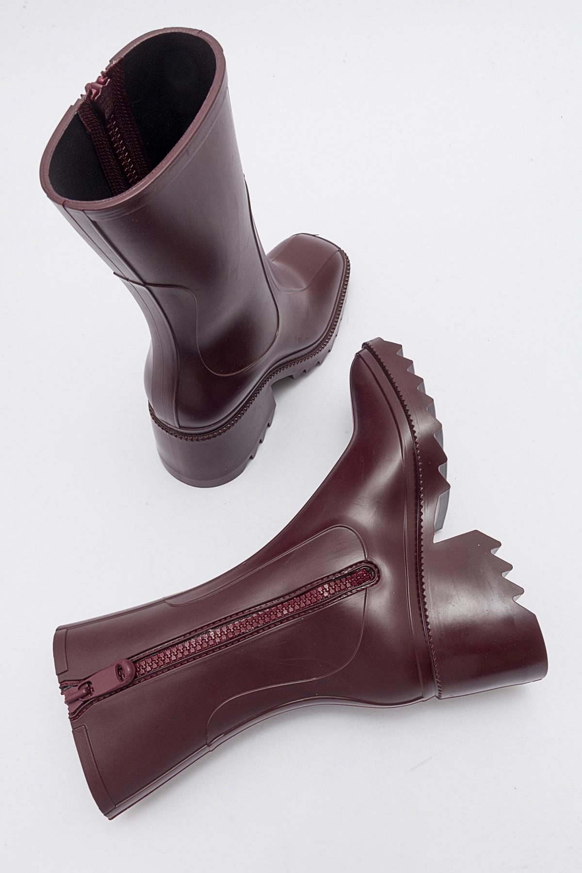Kadın Uzun Yağmur Çizmesi BORDO - Görsel 7