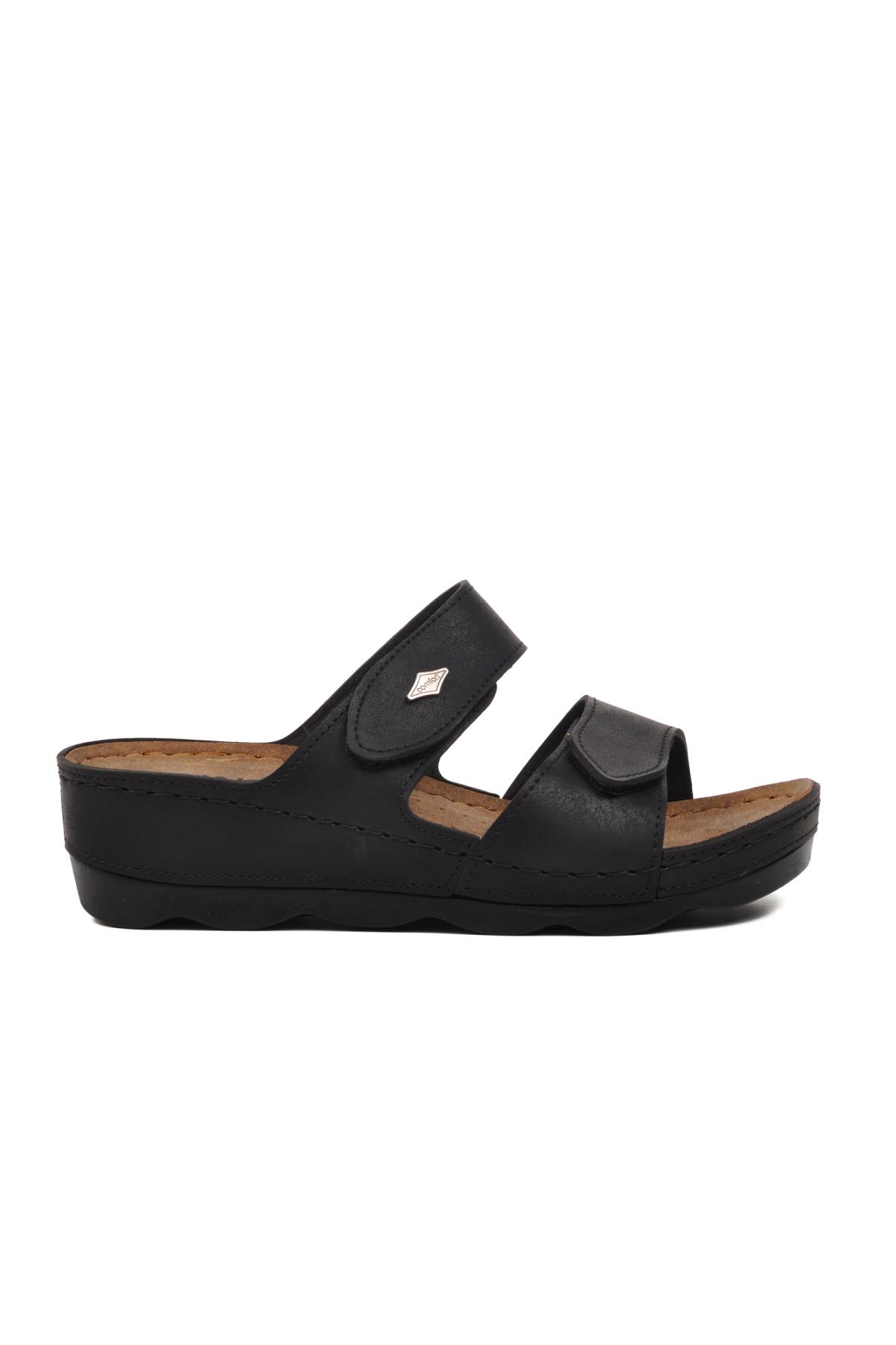 37-976 Siyah Kadın Çift Bantlı Terlik - Görsel 3