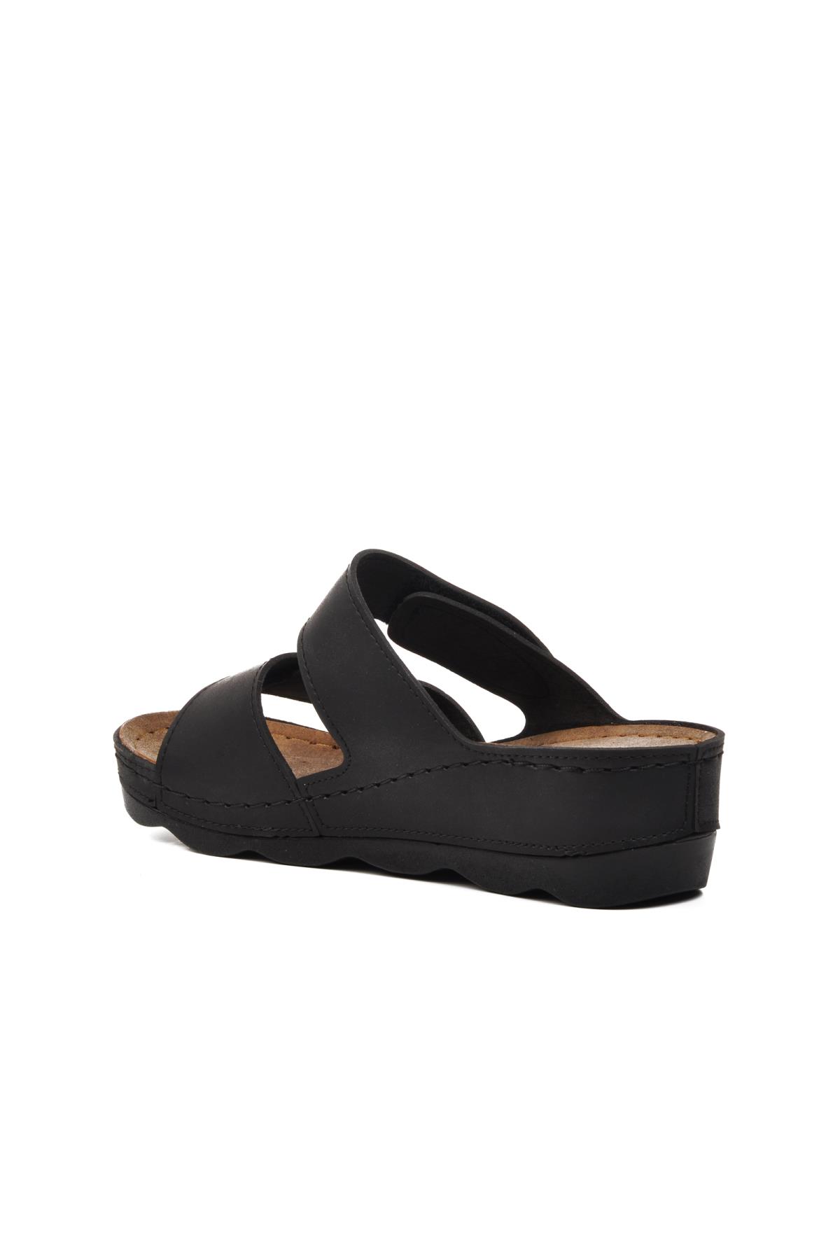37-976 Siyah Kadın Çift Bantlı Terlik - Görsel 5