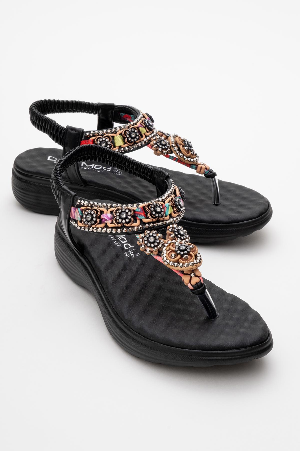 Kadın Aksesuarlı Sandalet SİYAH - Görsel 2