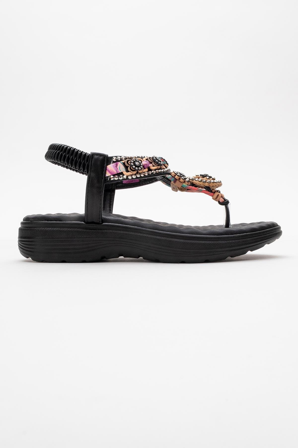Kadın Aksesuarlı Sandalet SİYAH - Görsel 3