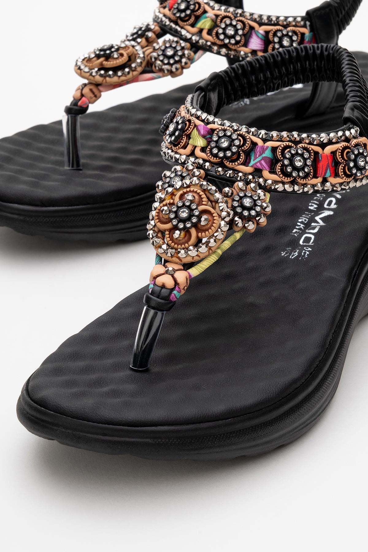 Kadın Aksesuarlı Sandalet SİYAH - Görsel 4
