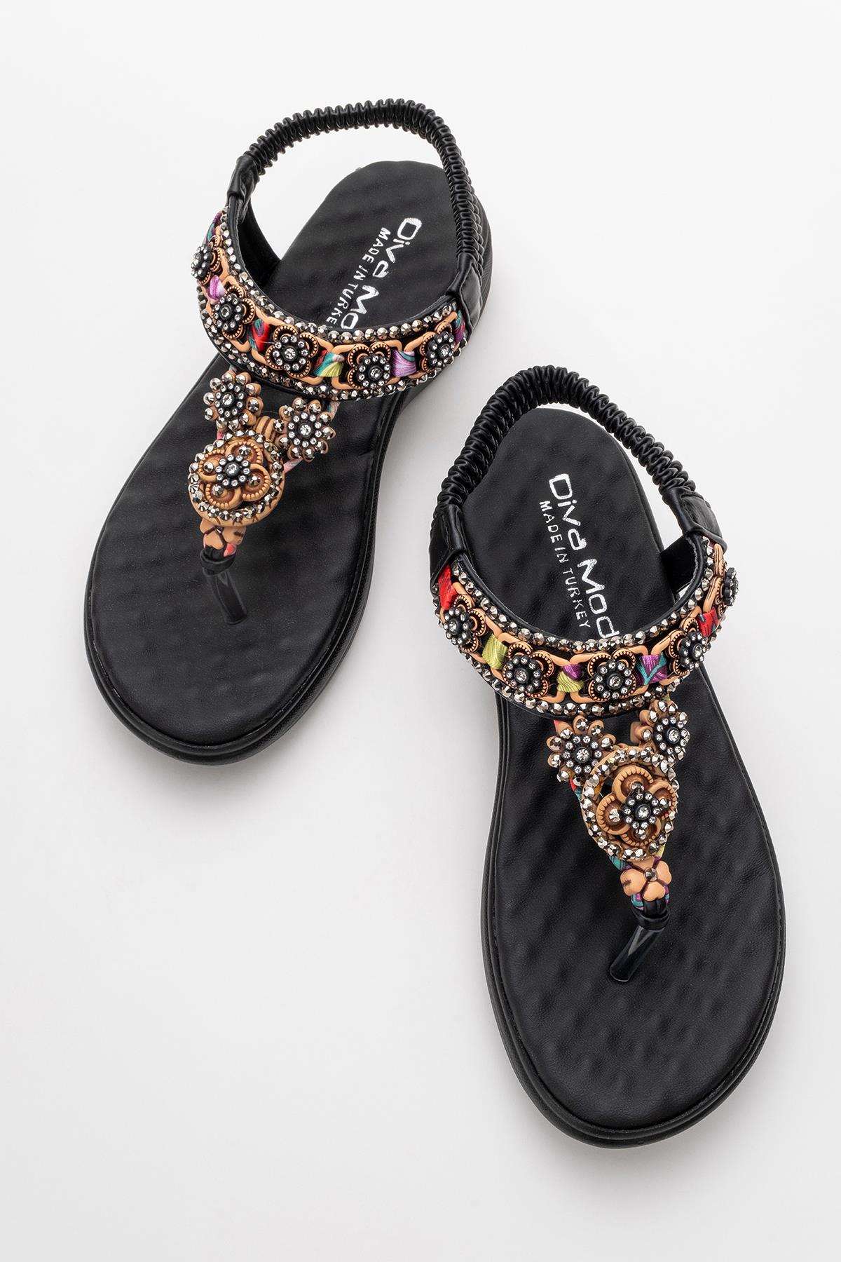 Kadın Aksesuarlı Sandalet SİYAH - Görsel 6