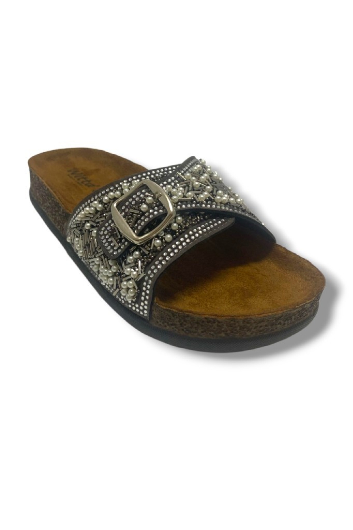 55403-25 Tek Bant Boncuk Taşli Anatomik Kadın Terlik - Görsel 2