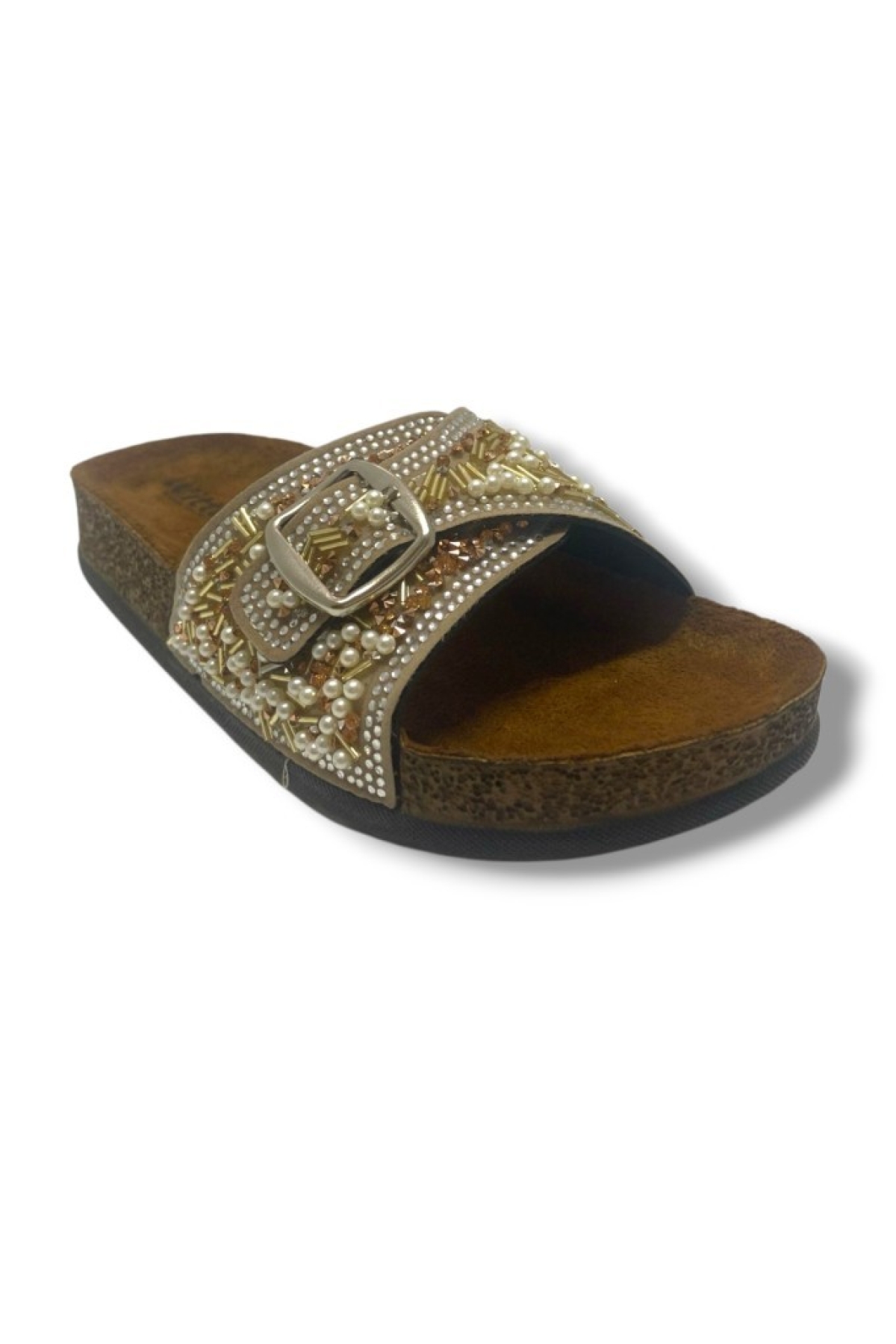 55403-25 Tek Bant Boncuk Taşli Anatomik Kadın Terlik - Görsel 2
