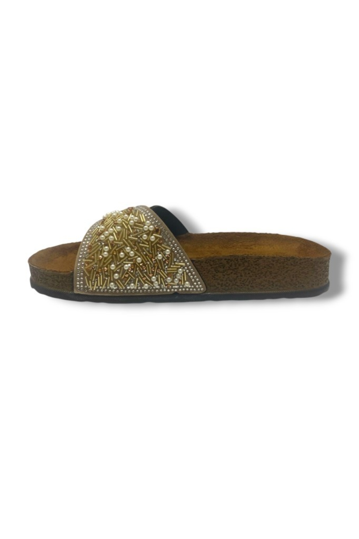 55403-25 Tek Bant Boncuk Taşli Anatomik Kadın Terlik - Görsel 4
