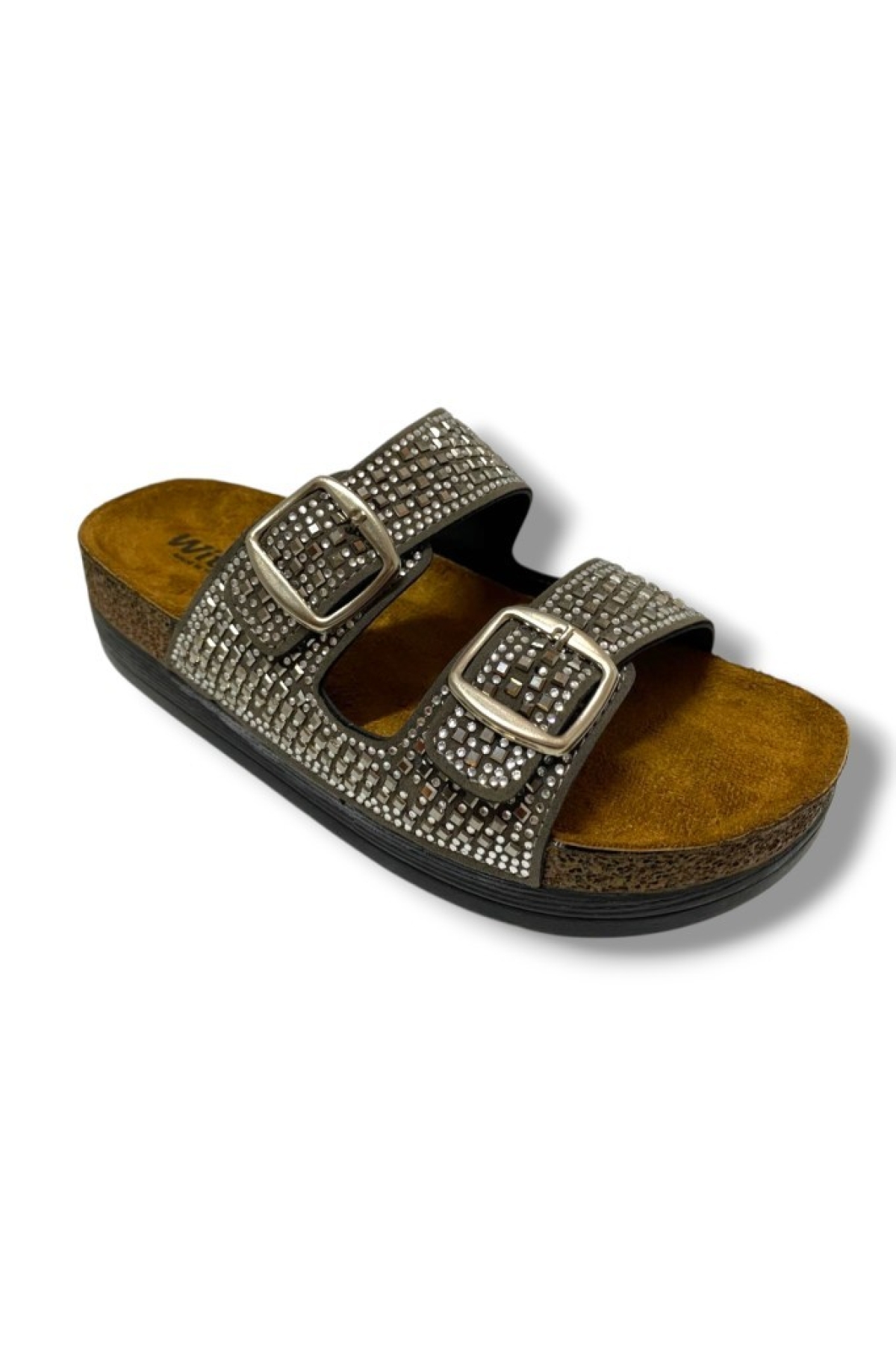 55302-25 Anatomik Çift Bant Taşli Kadın Terlik - Görsel 2