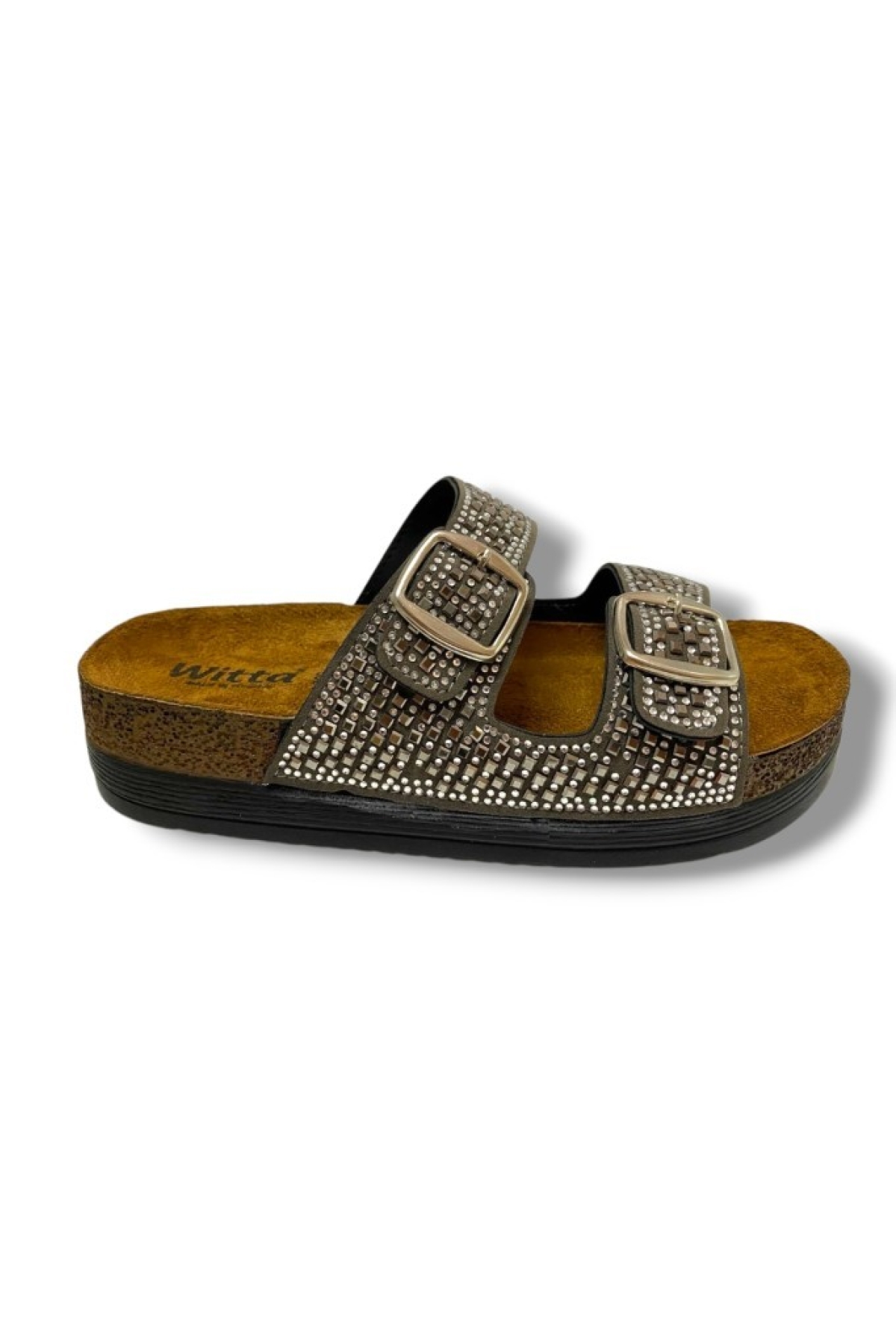 55302-25 Anatomik Çift Bant Taşli Kadın Terlik - Görsel 3