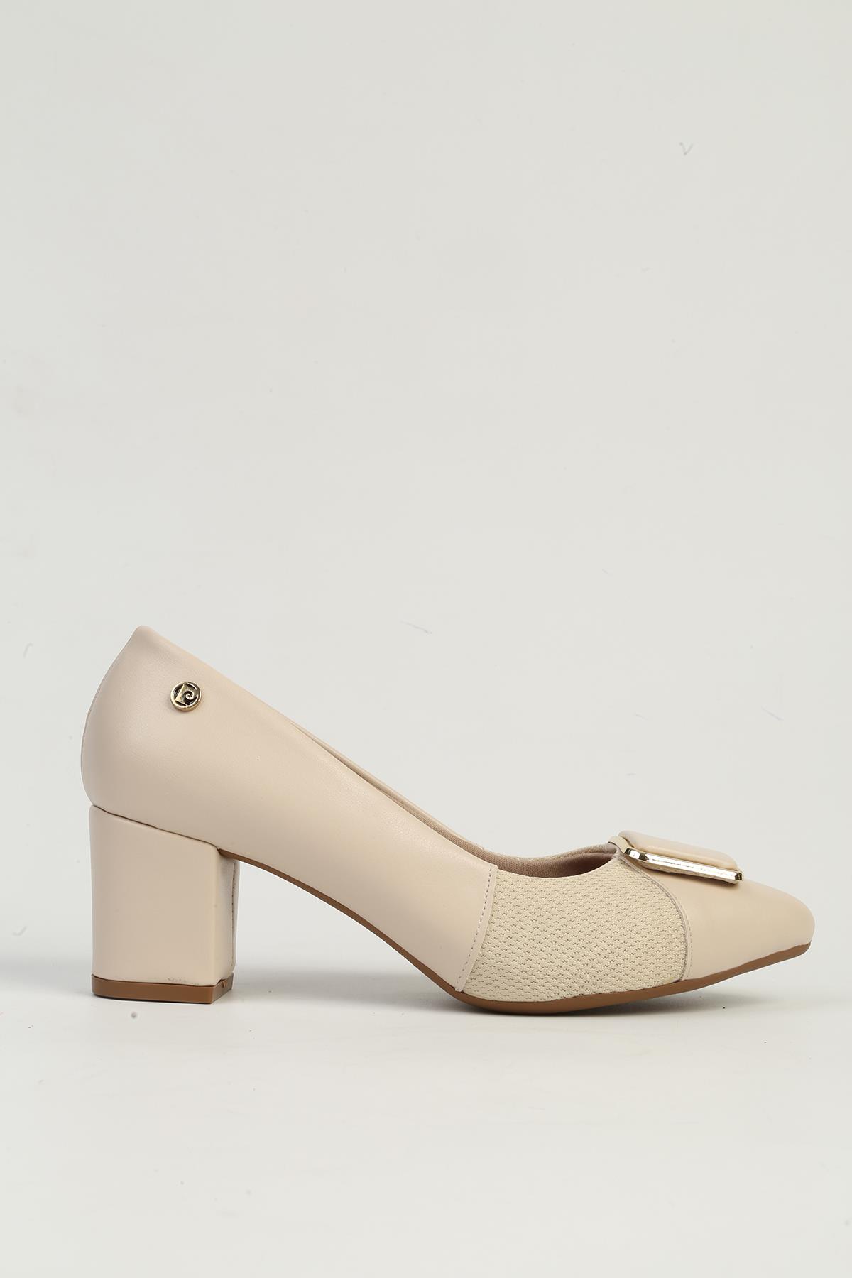 Krem Kadın Topuklu Ayakkabı PC-54732 - Görsel 2