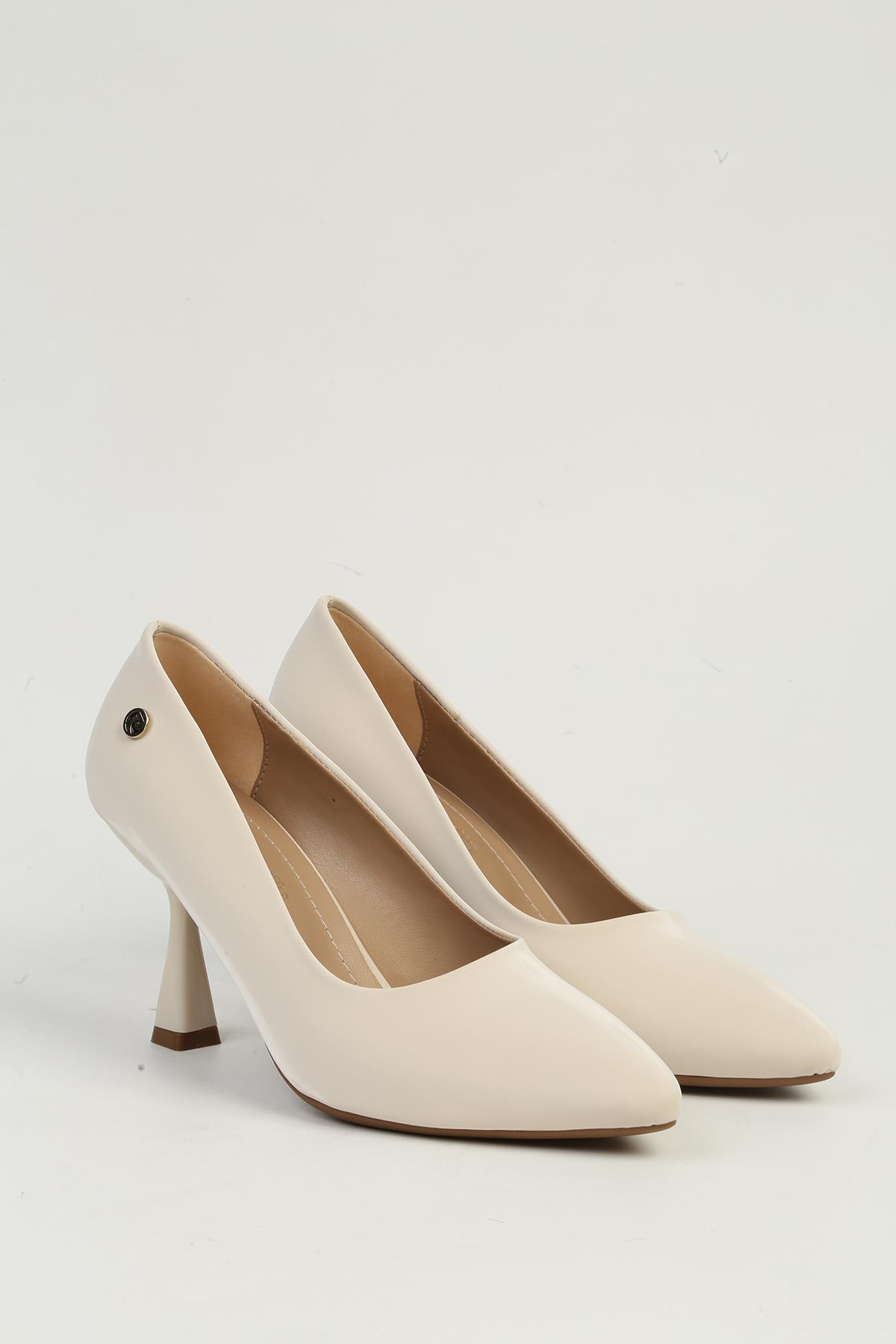 Krem Kadın Topuklu Ayakkabı PC-54730 - Görsel 3