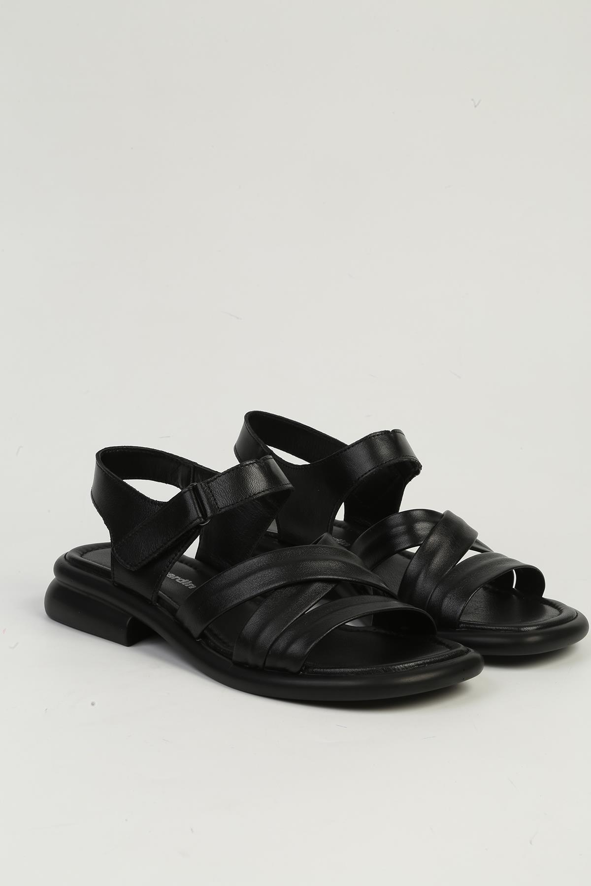 Siyah Kadın Deri Sandalet PC-54600 - Görsel 3