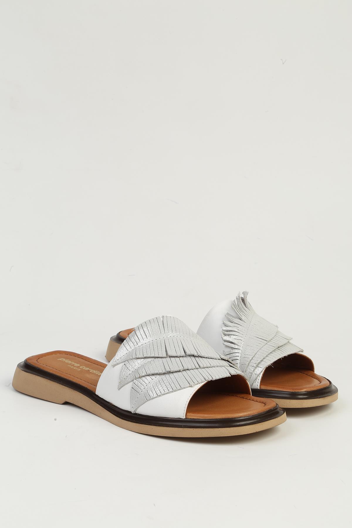 Beyaz Kadın Deri Sandalet PC-54624 - Görsel 3